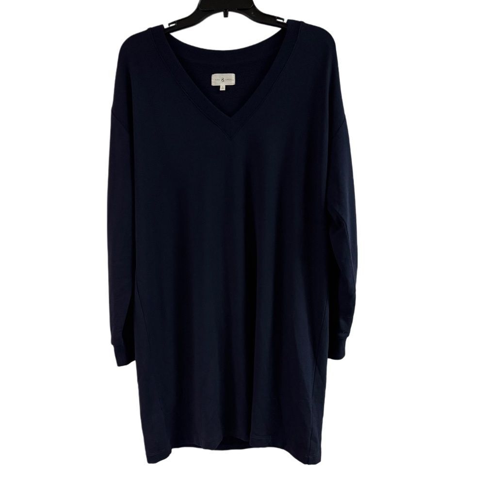 Lou & Grey Navy Blue V-Neck Super Soft Pullover Dress Size L